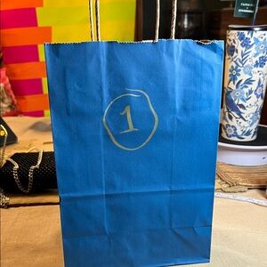 Blue Gift Bag with Gold Number
